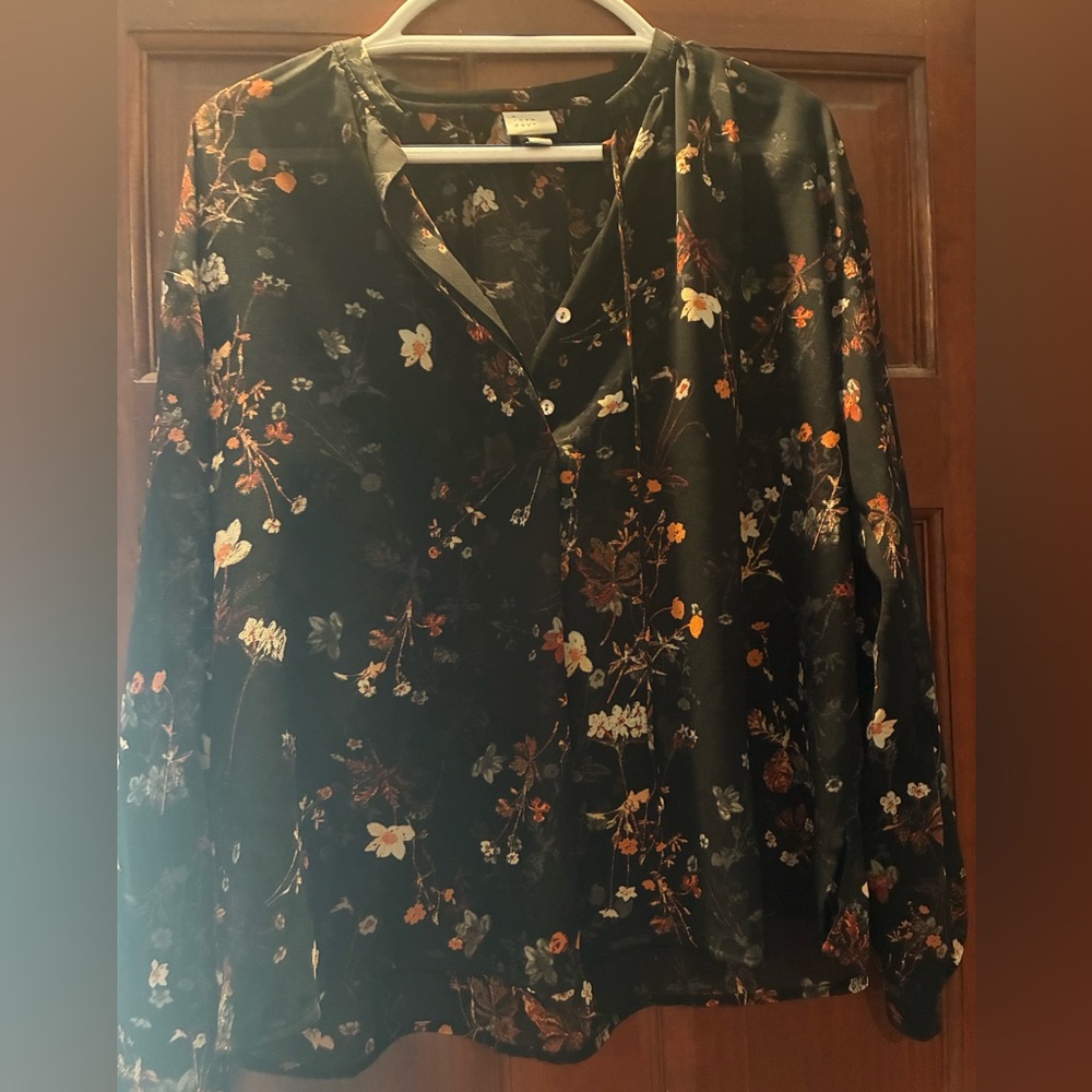 a new day Black Floral Top